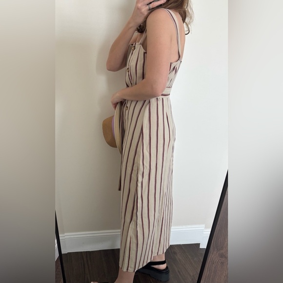 Active USA linen blend striped safari sundress tan size L - Picture 16 of 16